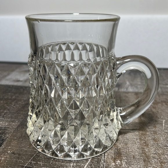 Other - Vintage Clear Glass Raised Diamond Pattern Mug